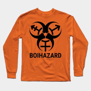 "BOI HAZARD" Trans Biohazard - Black Long Sleeve T-Shirt